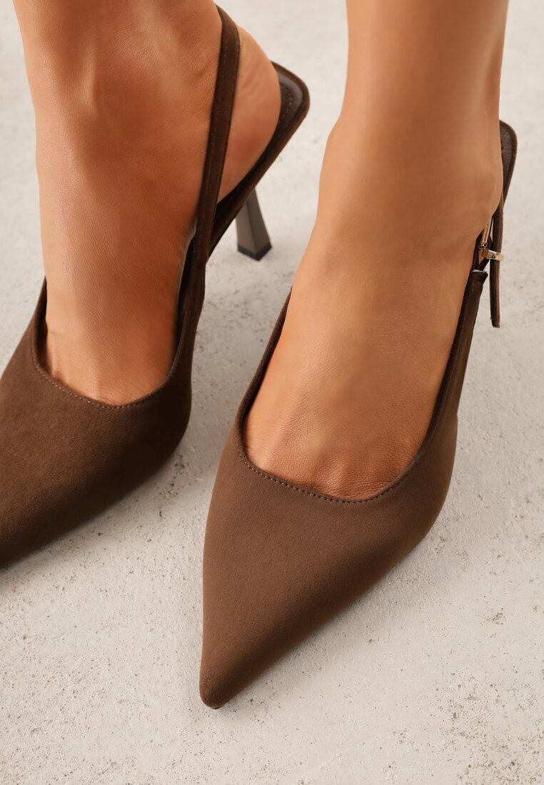vices Pantofi stiletto Maro Slingback din imitație de piele întoarsă cu cataramă dreptunghiulară Natuma