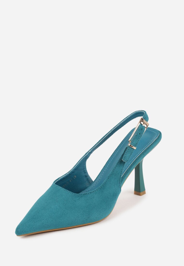 vices Pantofi stiletto slingback verzi din imitație de piele întoarsă cu cataramă dreptunghiulară Natuma