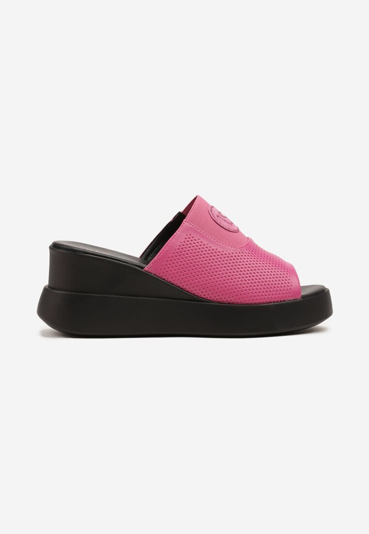 vices Papuci fuchsia cu platformă decorați cu perforații Mevirella