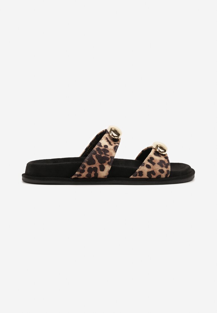 vices Papuci leopard din piele întoarsă ecologică cu aplicații decorative Voliria