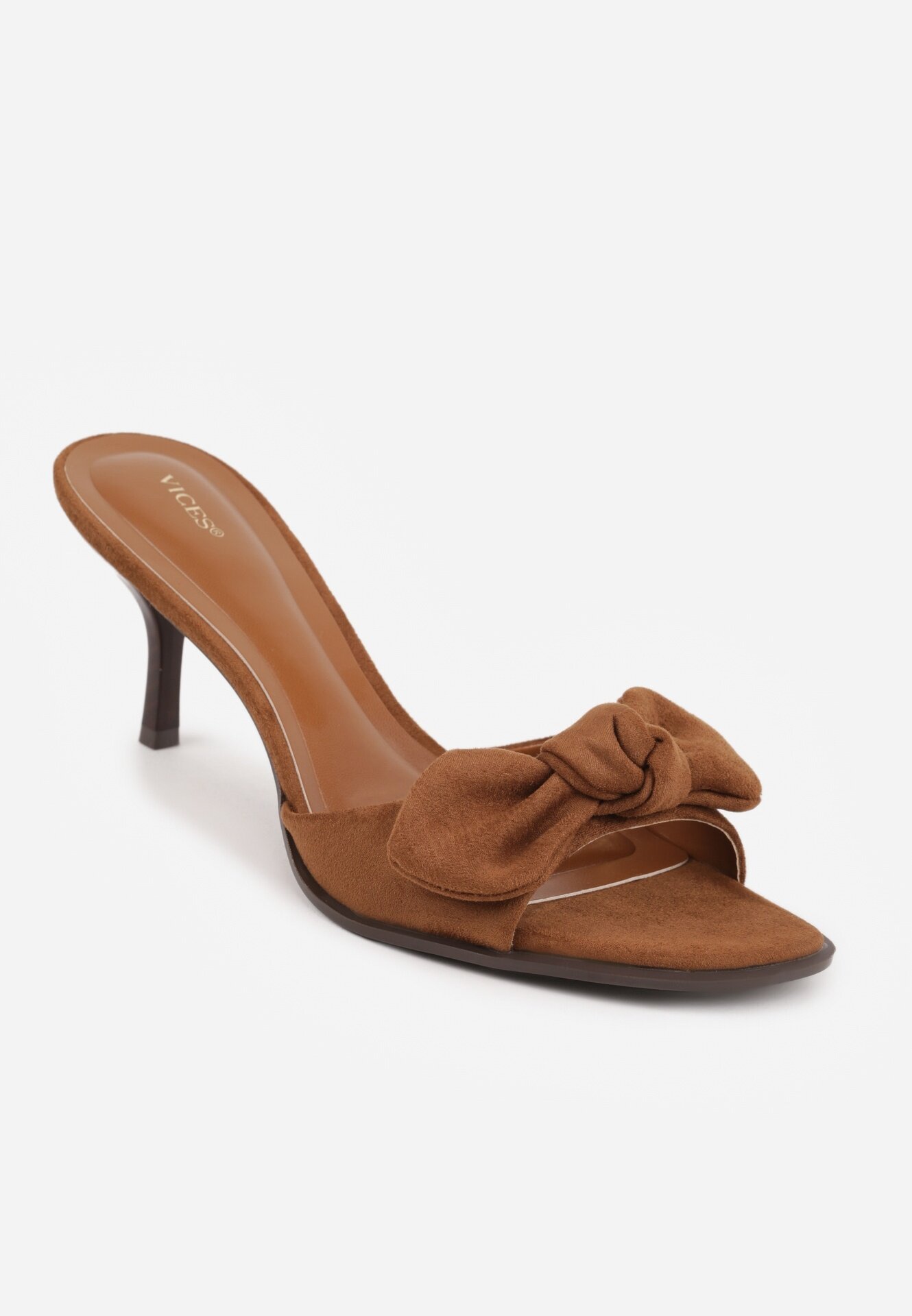 vices Papuci Maro cu toc stiletto decorate frontal cu fundă Adneiros