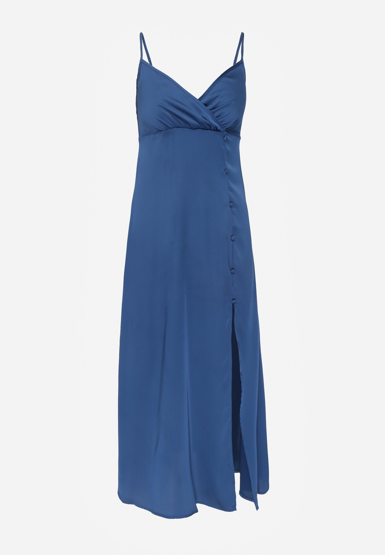 vices Rochie Bleumarin Cambrată Maxi pe bretele subțiri cu șlit Samiksa