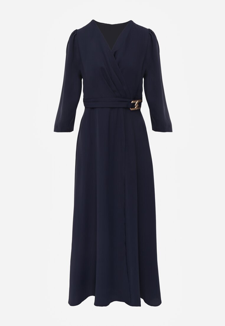 vices Rochie Bleumarin Elegantă cu croială petrecută decorată cu aplicație în talie Zilendra
