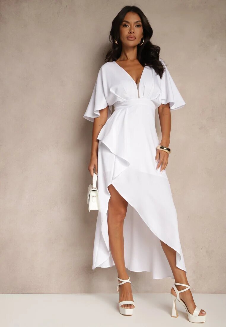 vices Rochie de cocktail Bej deschis Asimetrică Decorată cu volan Nelioraia