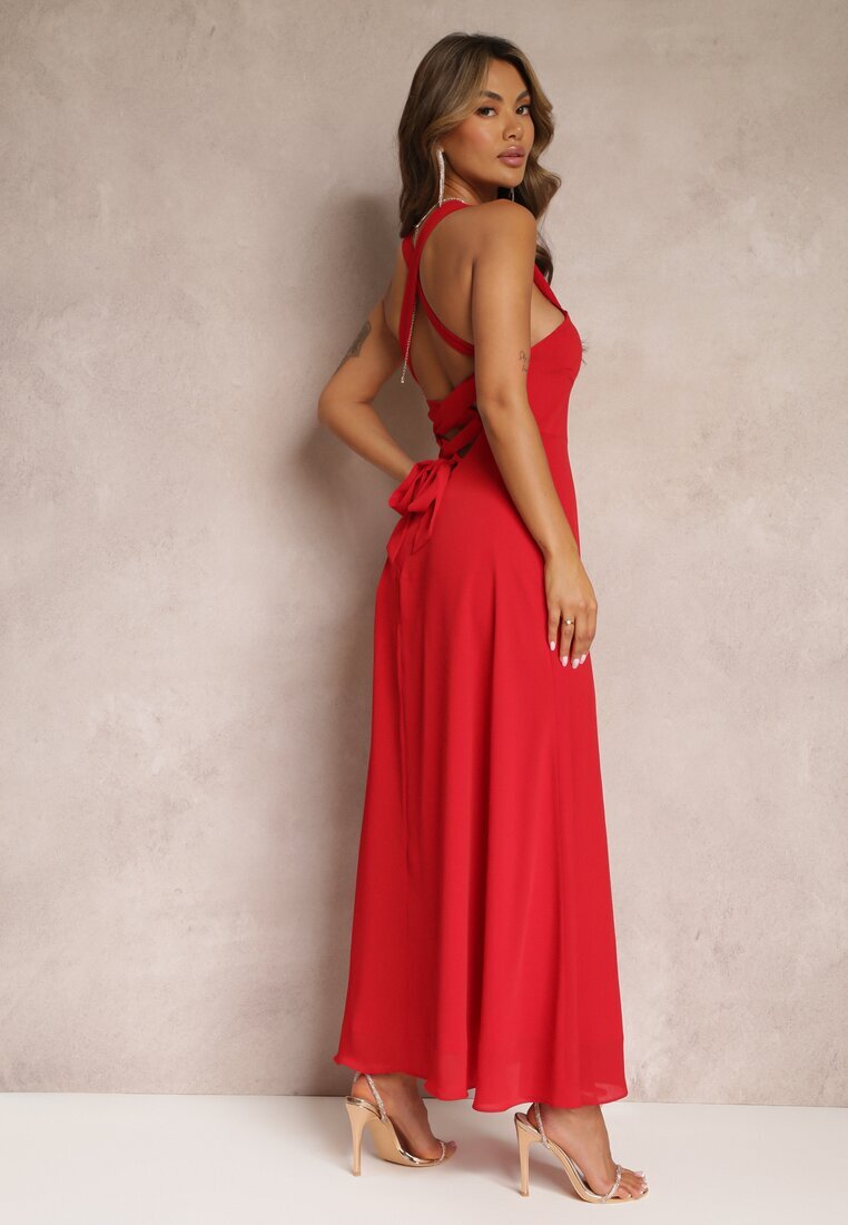 vices Rochie de Cocktail Roșie Clop Cu legătură la spate Malori