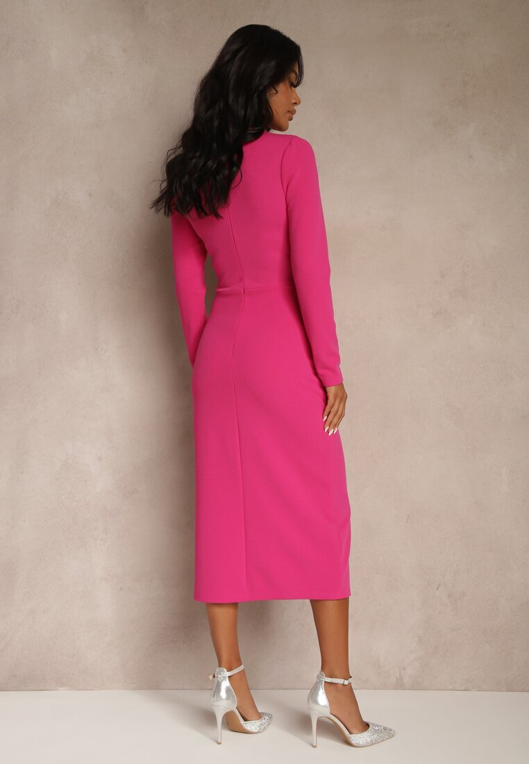 vices Rochie Fucsia de Cocktail Decorată cu perle și încrețituri Odarre