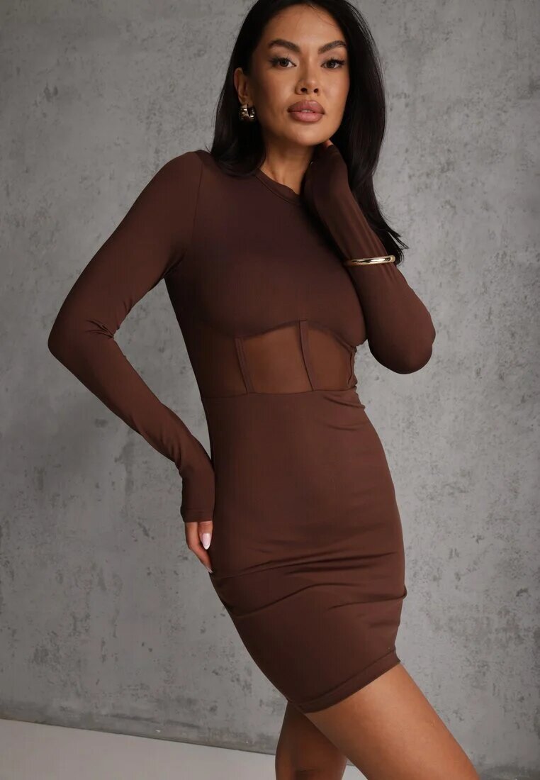 vices Rochie Maro Bodycon cu Inserție Transparentă Tip Corset Necotte