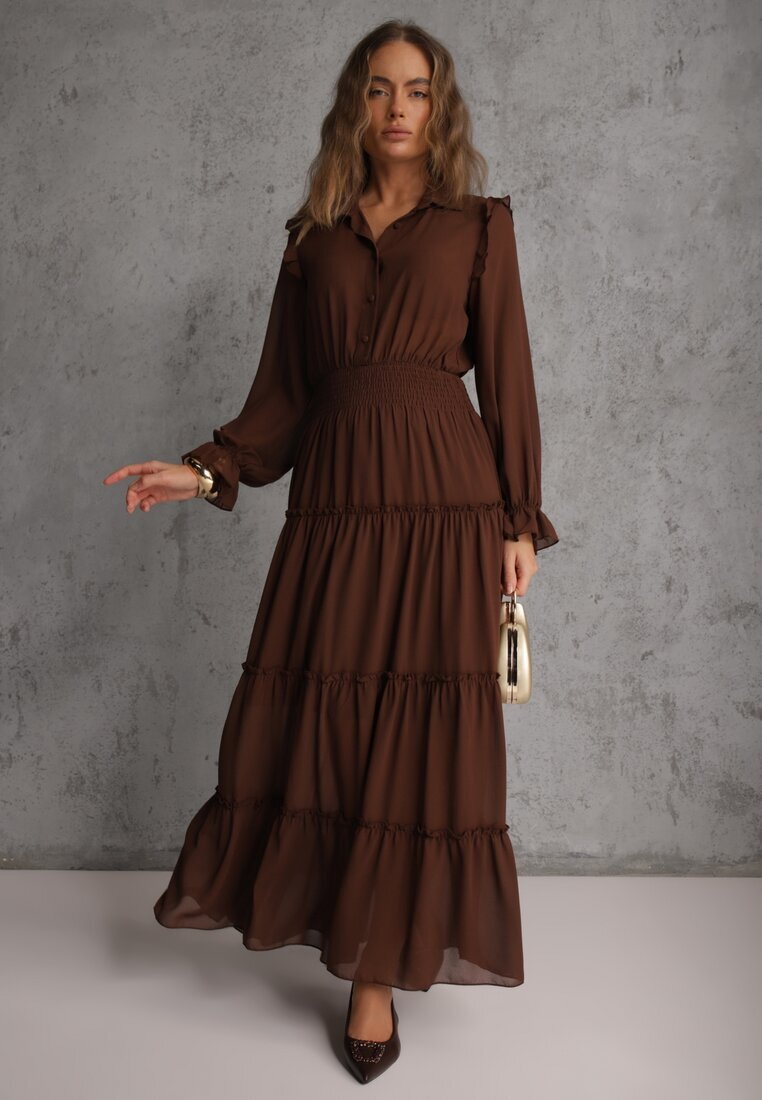vices Rochie Maro Tip cămașă cu Volan Stil rustic Arivite