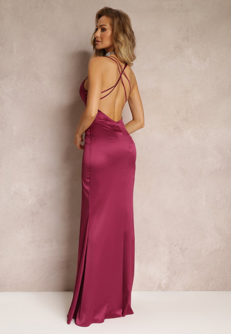 vices Rochie Maxi Violet din material satinat cu bretele subțiri Annila