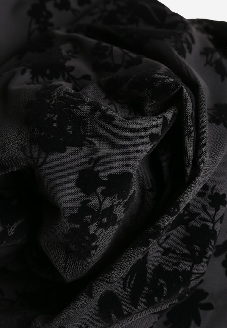 vices Rochie Neagră De Cocktail din Plasă cu Model de Catifea Fyreleva