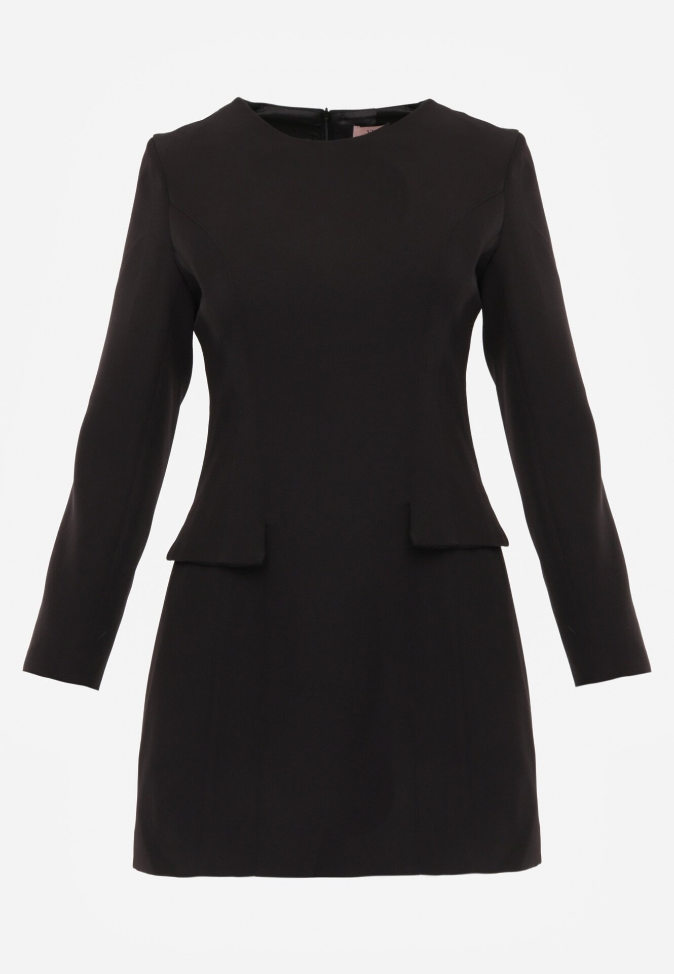 vices Rochie Negru Trapezoidală cu Croială Elegantă Decorată cu Imitație de Buzunare Agats