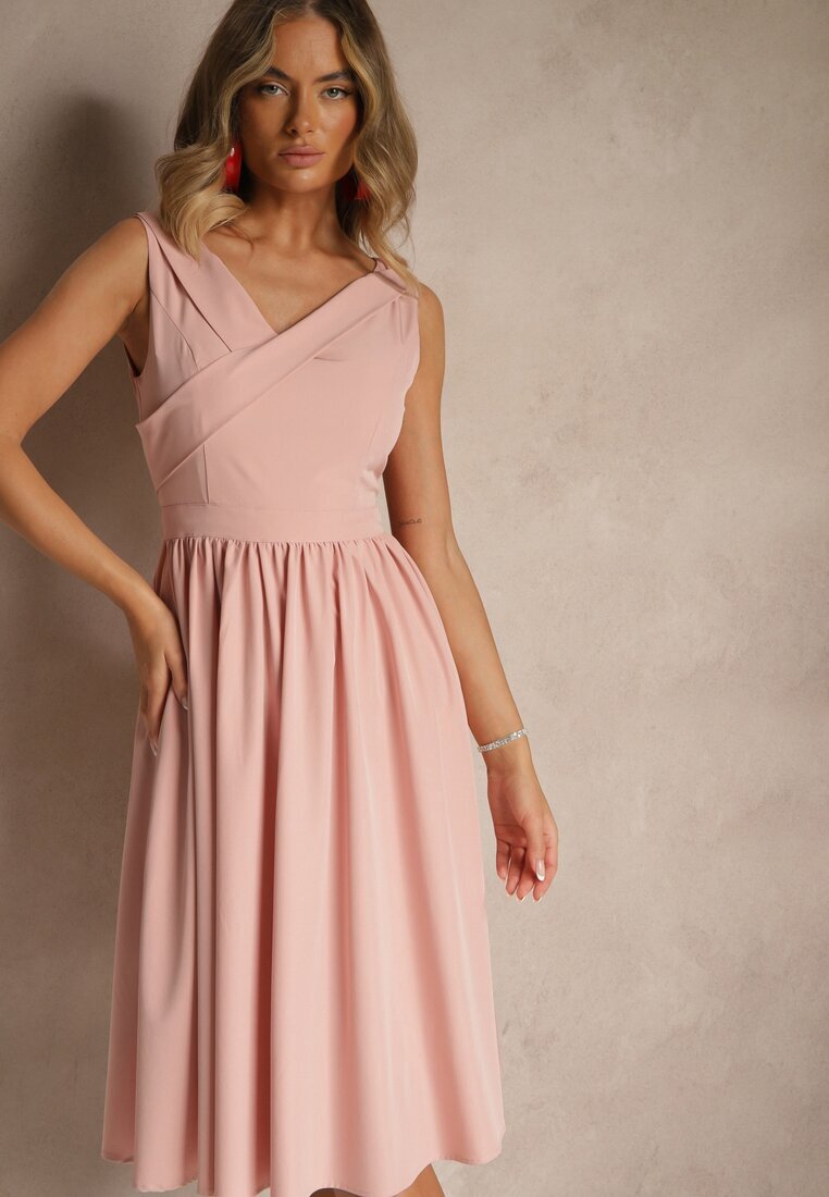 vices Rochie Roz Basic cu croi evazat Tolaneia