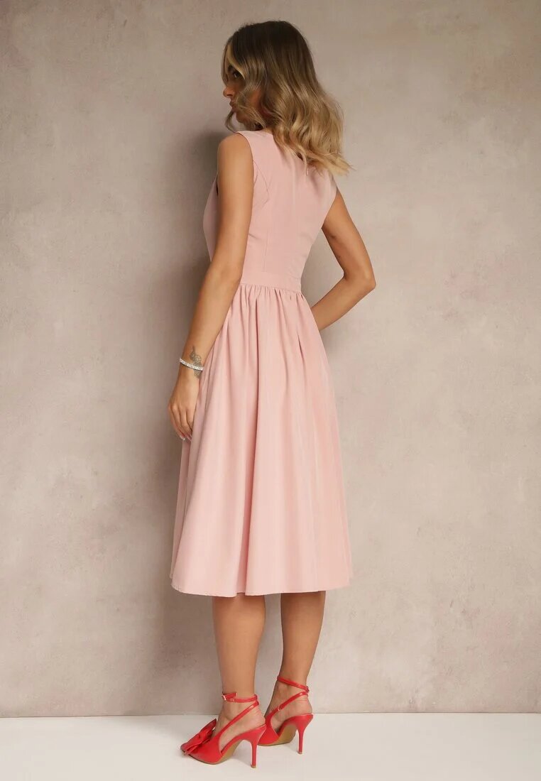 vices Rochie Roz Basic cu croi evazat Tolaneia