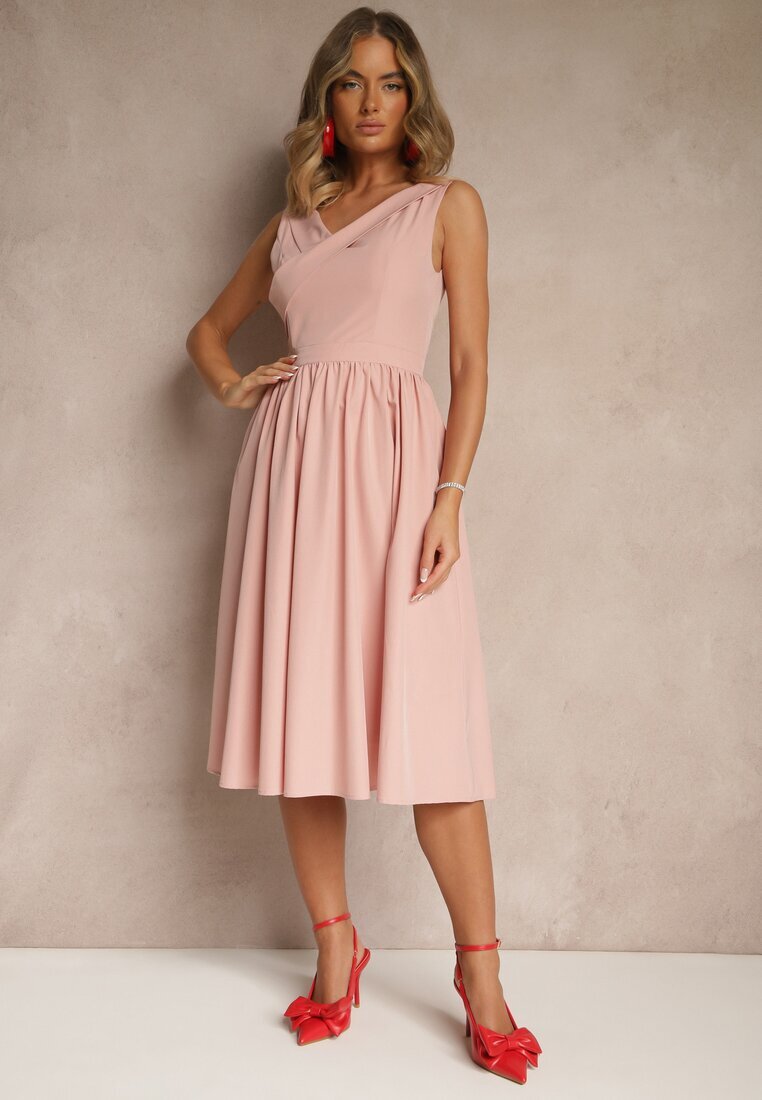 vices Rochie Roz Basic cu croi evazat Tolaneia