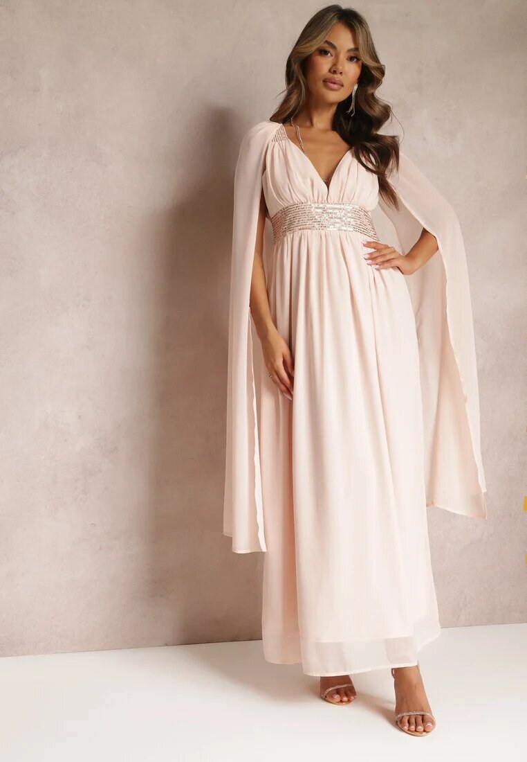vices Rochie Roz Maxi cu croi evazat Decorată cu paiete cu bretele late Nedilva