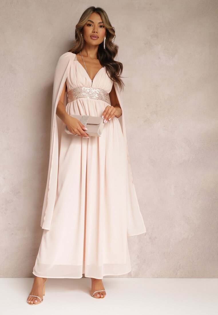 vices Rochie Roz Maxi cu croi evazat Decorată cu paiete cu bretele late Nedilva