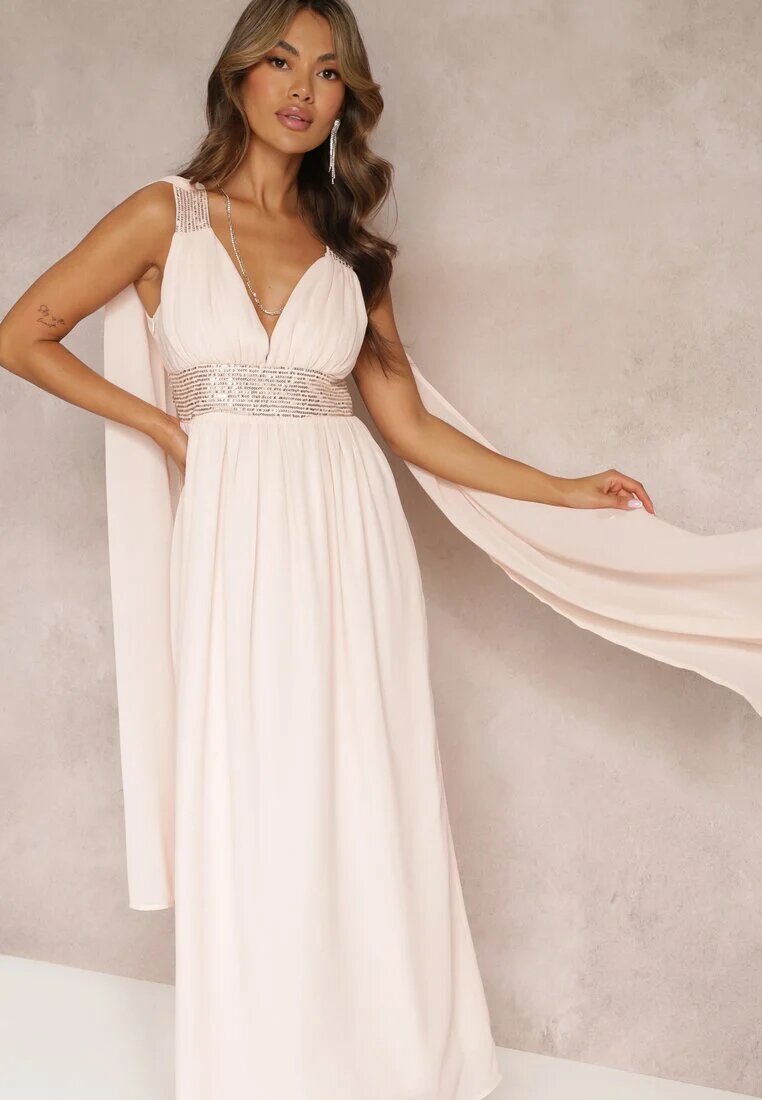 vices Rochie Roz Maxi cu croi evazat Decorată cu paiete cu bretele late Nedilva