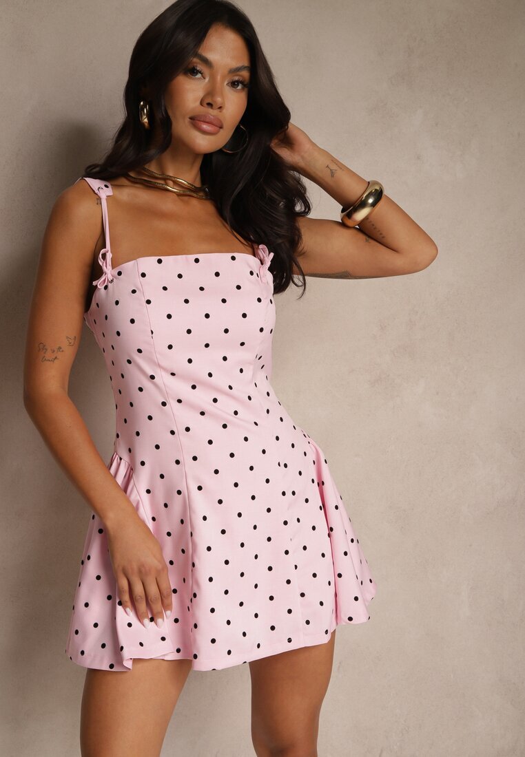vices Rochie Roz Rozkloszowana cu Buline cu Bretele cu Legătură Tip Corset Sarione