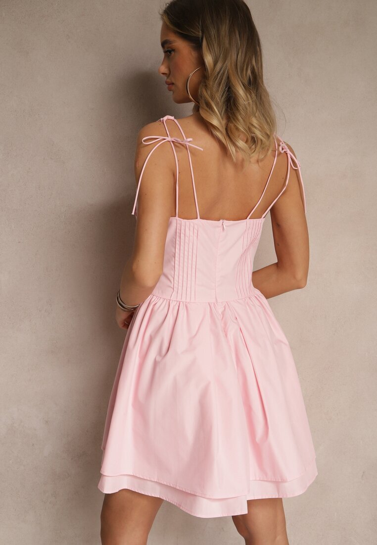 vices Rochie Roz Rustic din Bumbac Decorată cu Legătură Fenirelle