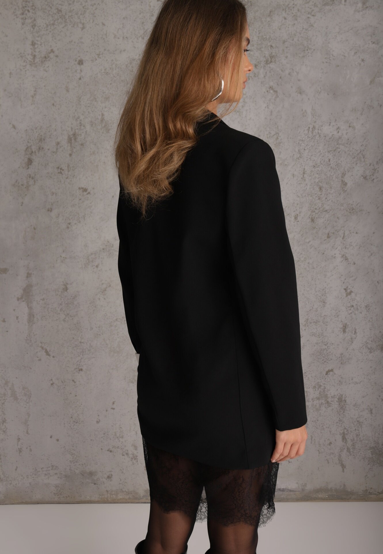 vices Rochie-Sacou Neagră cu Croială Boxy cu Dantelă Decorativă Cheridine