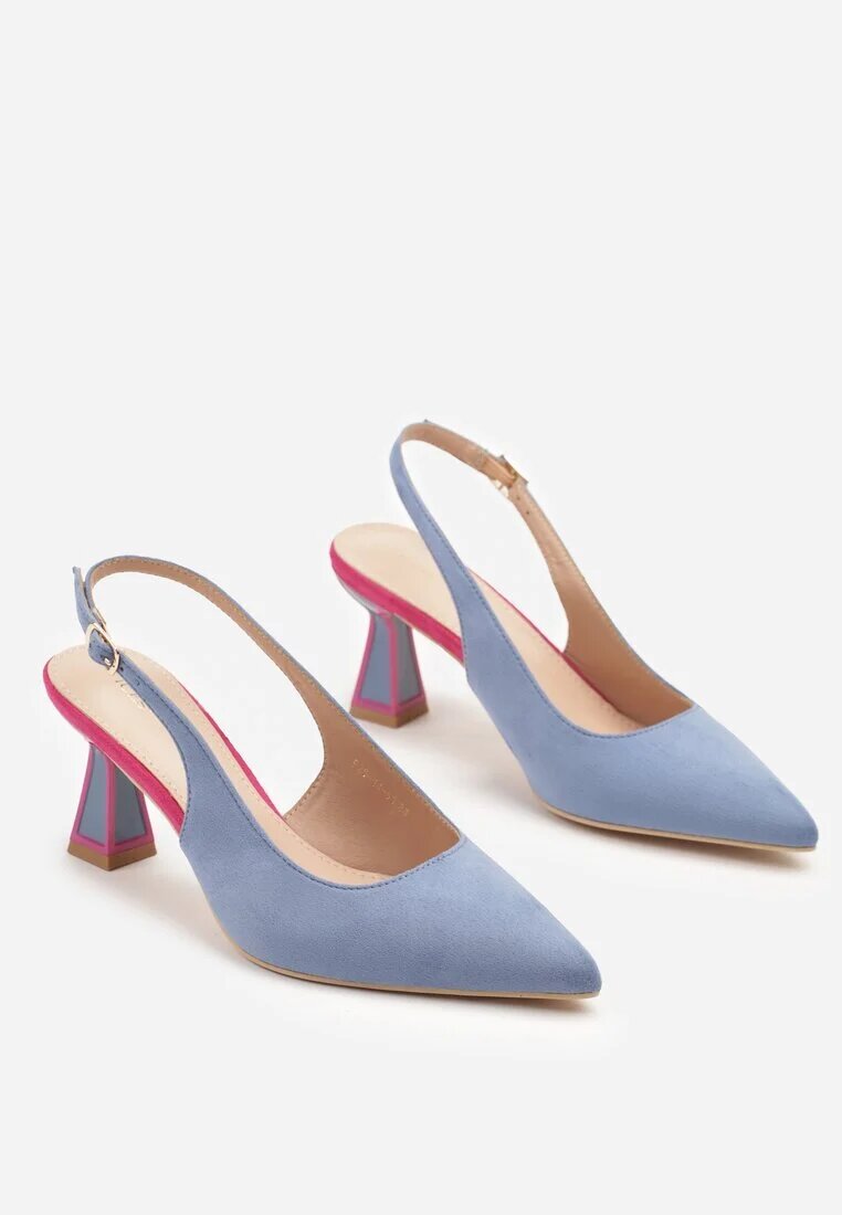 vices Sandale Albastre cu toc pisoi tip Slingback Edilitha