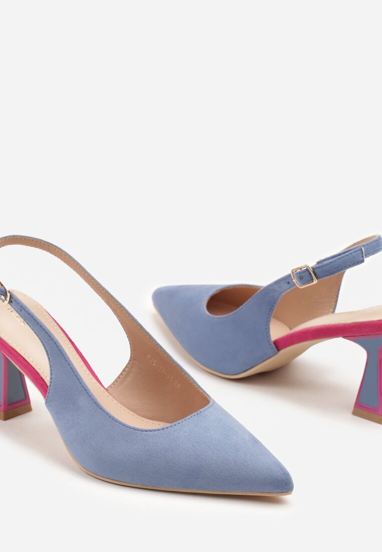 vices Sandale Albastre cu toc pisoi tip Slingback Edilitha
