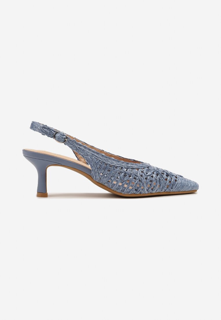 vices Sandale Albastre cu Toc Stiletto Slingback cu Fețe Perforate Nilanira