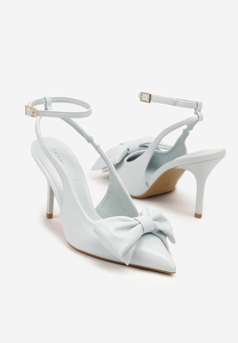 vices Sandale Albastre cu toc stiletto Slingback Decorate cu fundă Tilvanea