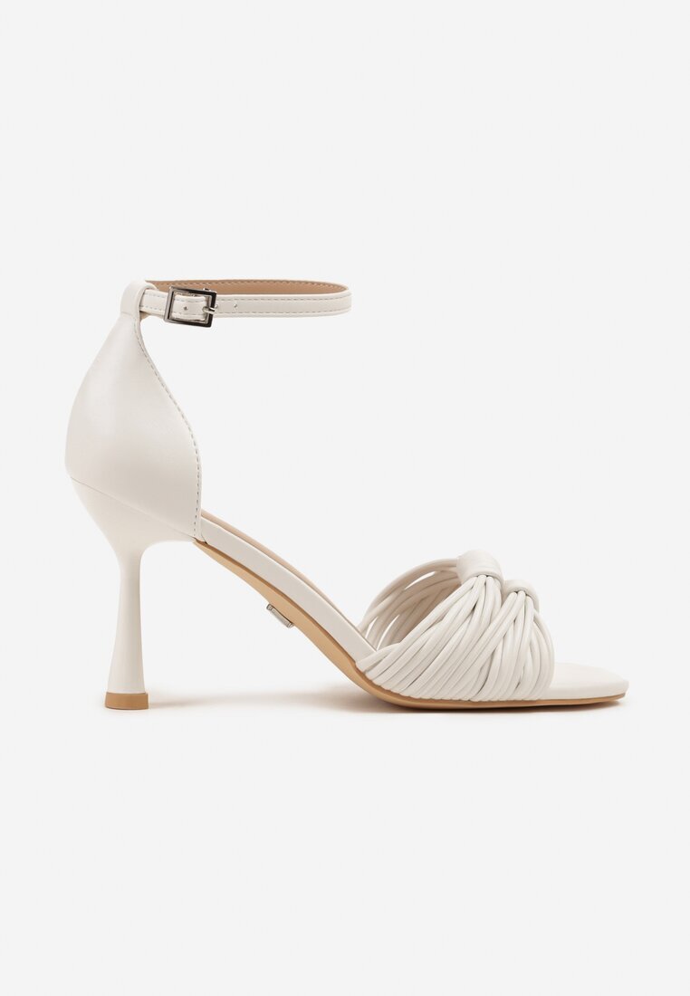 vices Sandale Albe cu toc stiletto Decorate cu noduri Saromelle