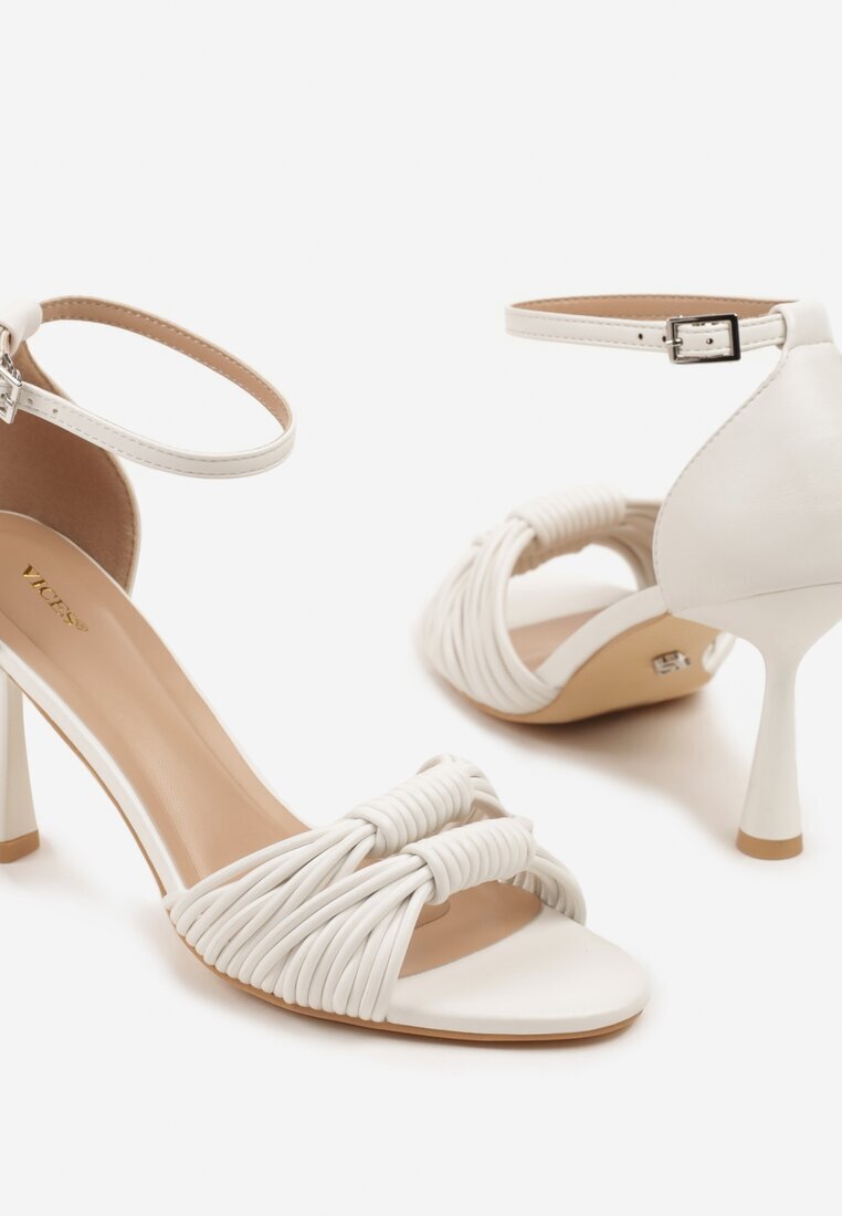 vices Sandale Albe cu toc stiletto Decorate cu noduri Saromelle