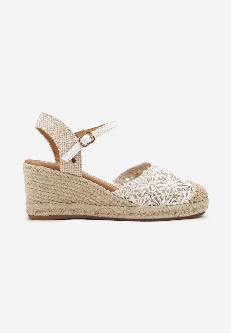 vices Sandale Albe pe Pană Împletită în Stil Boho Lisalia