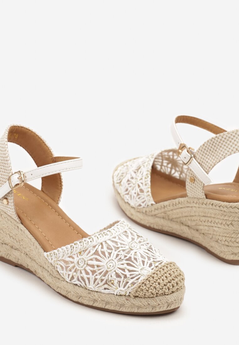 vices Sandale Albe pe Pană Împletită în Stil Boho Lisalia