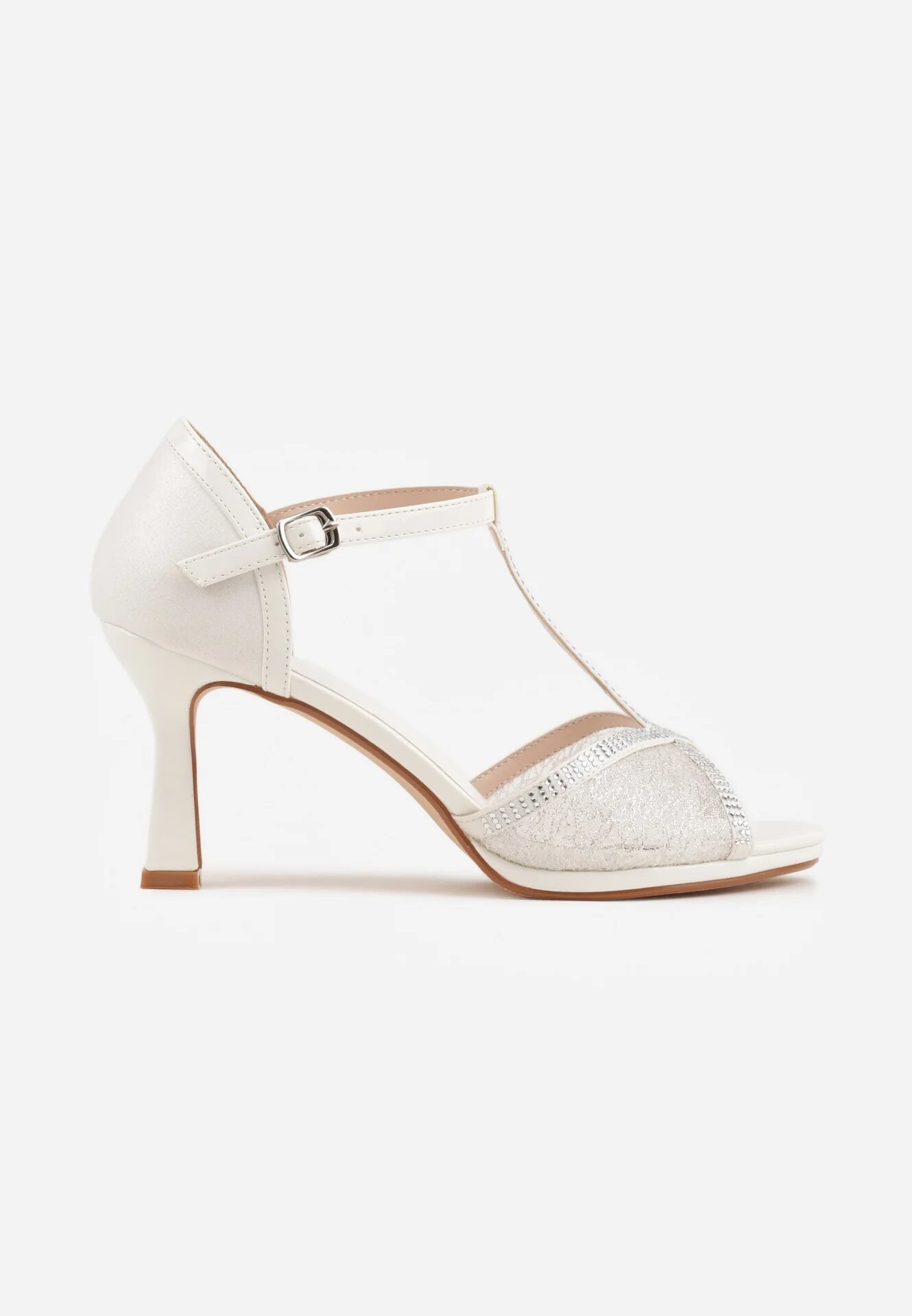 vices Sandale Albe pe toc stiletto clepsidră cu zirconii Folaniva