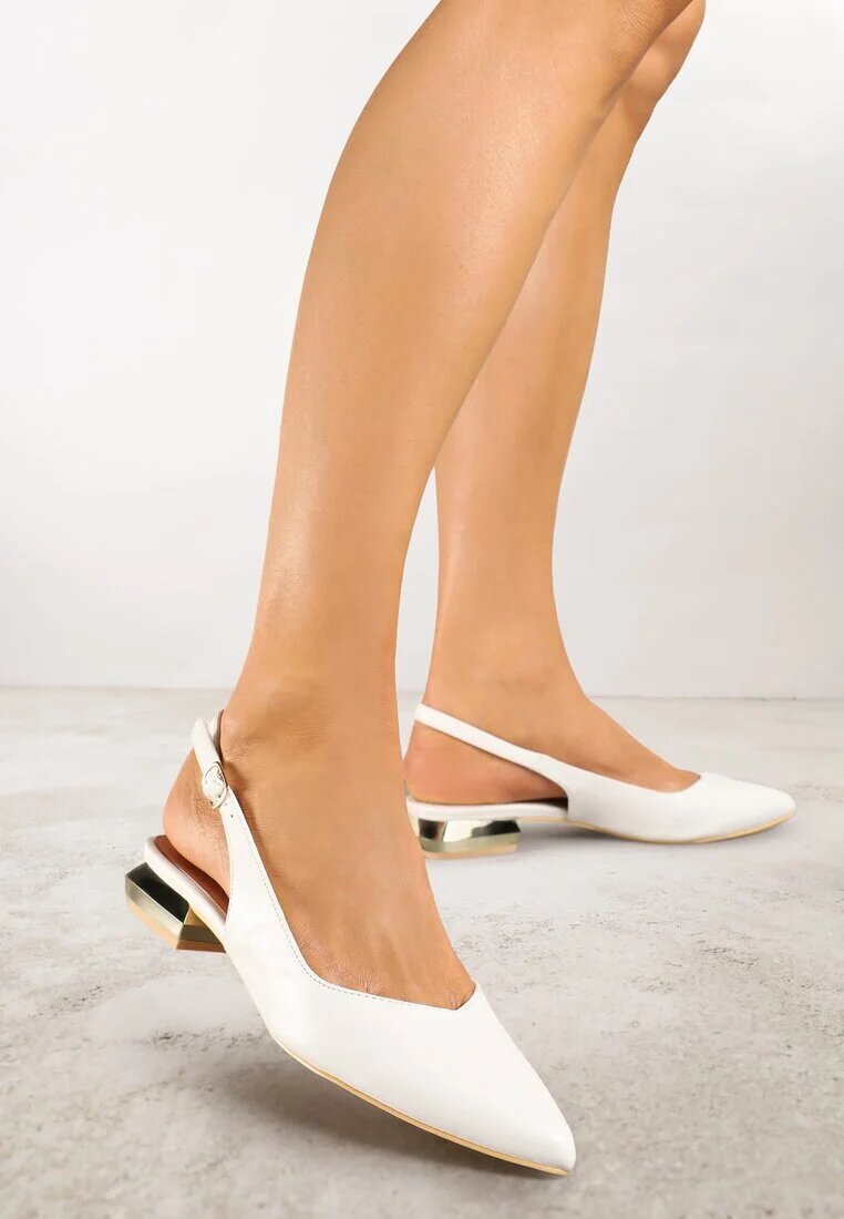 vices Sandale Albe Slingback cu Branț din Piele Naturală Galeresa