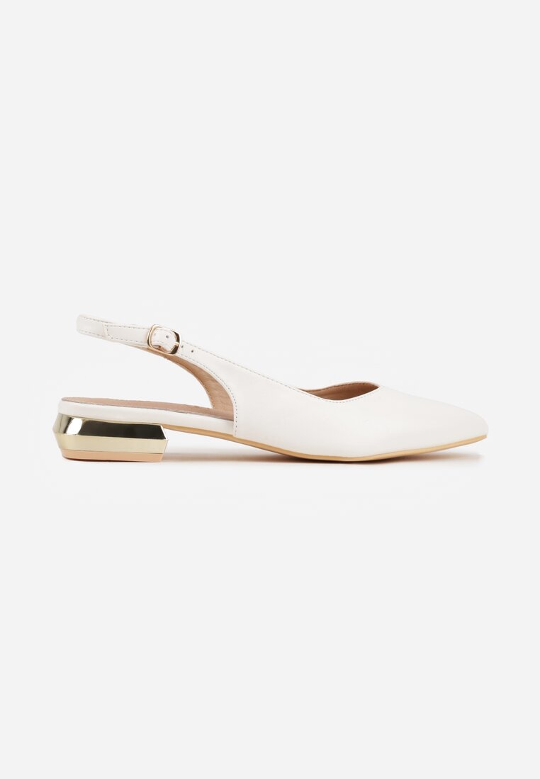 vices Sandale Albe Slingback cu Branț din Piele Naturală Galeresa