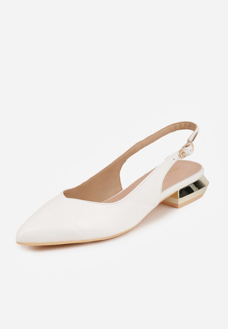 vices Sandale Albe Slingback cu Branț din Piele Naturală Galeresa