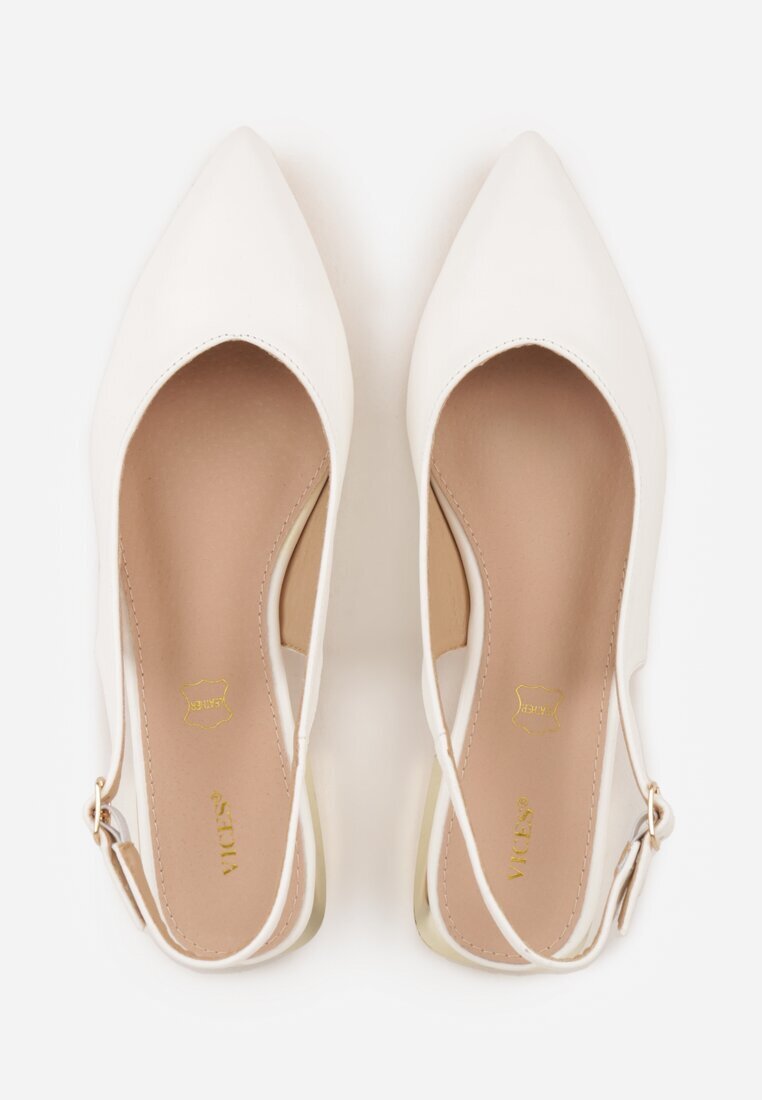 vices Sandale Albe Slingback cu Branț din Piele Naturală Galeresa