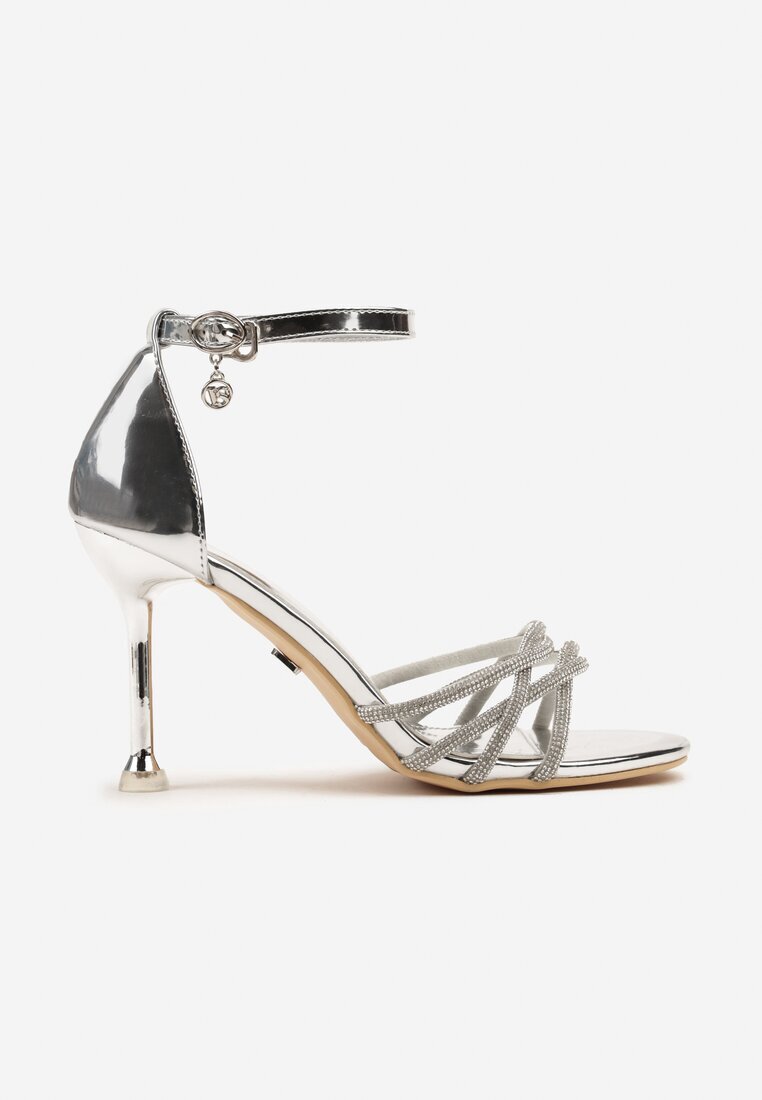 vices Sandale Argintii cu Toc Stiletto decorate cu Zirconii Nitalena