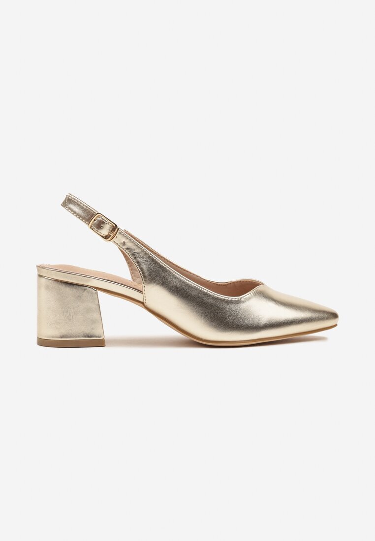 vices Sandale Aurii cu toc bloc Slingback cu branț din piele Ciaravien