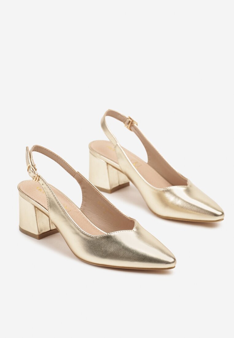 vices Sandale Aurii cu toc bloc Slingback cu branț din piele Ciaravien