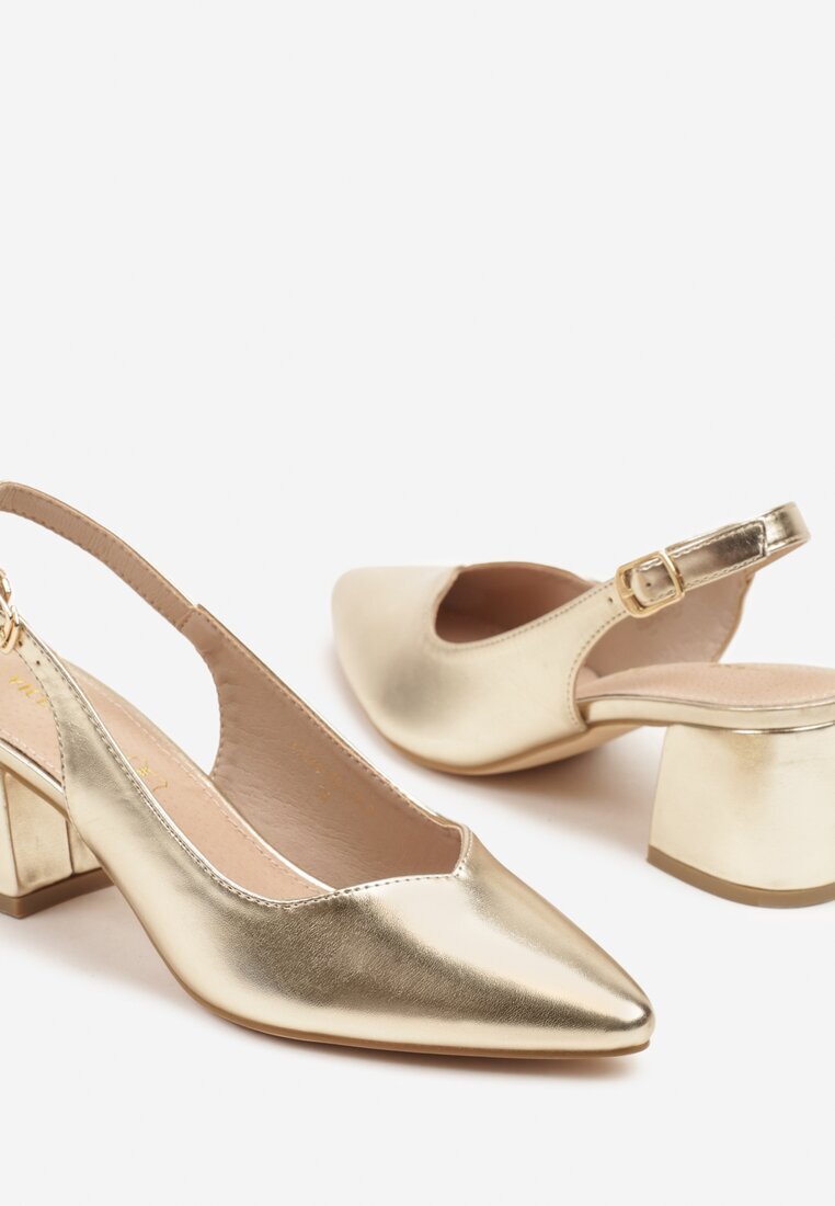 vices Sandale Aurii cu toc bloc Slingback cu branț din piele Ciaravien