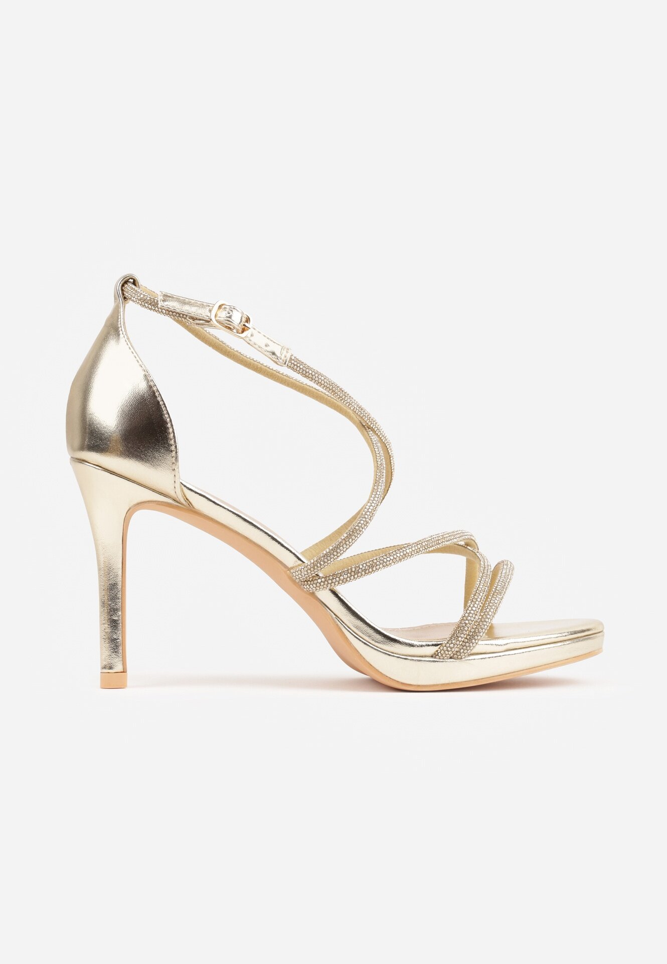 vices Sandale Aurii cu toc stiletto cu barete decorate cu zirconii Sorisma
