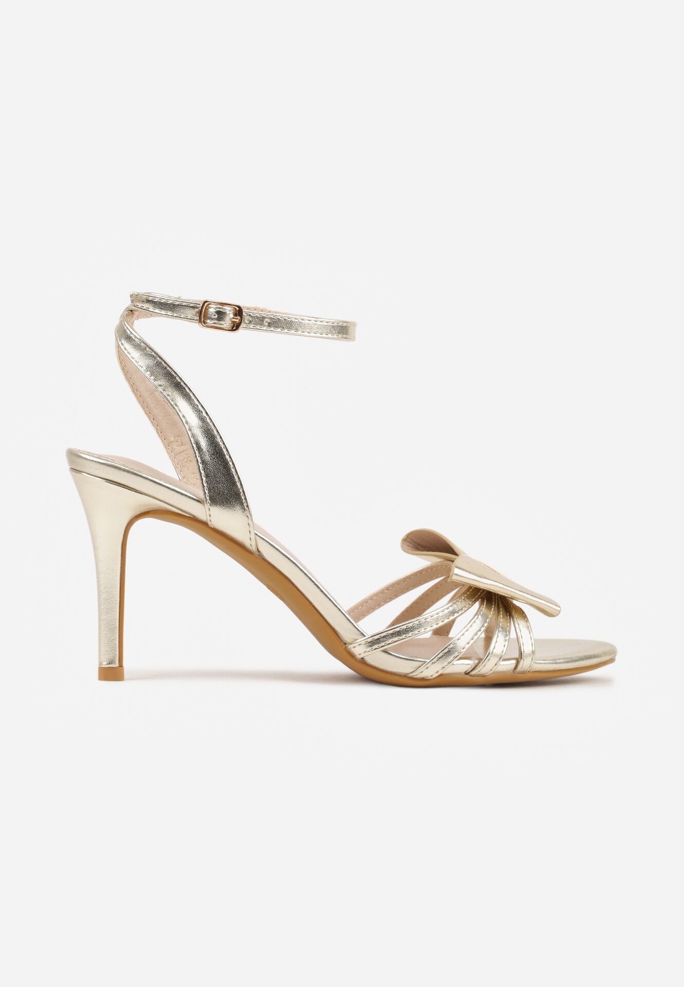 vices Sandale aurii cu toc stiletto decorate cu fundă în față Sparkle