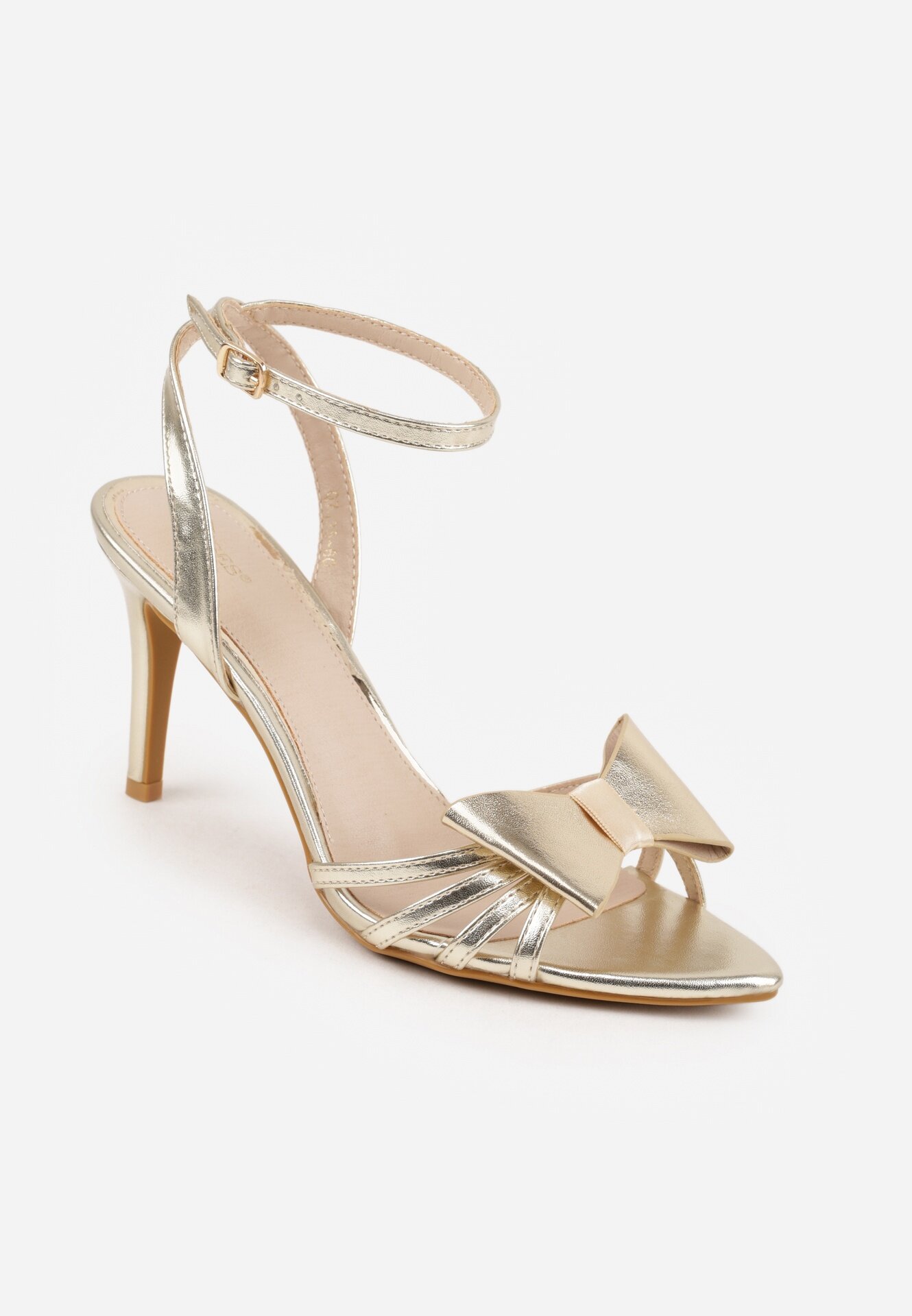 vices Sandale aurii cu toc stiletto decorate cu fundă în față Sparkle