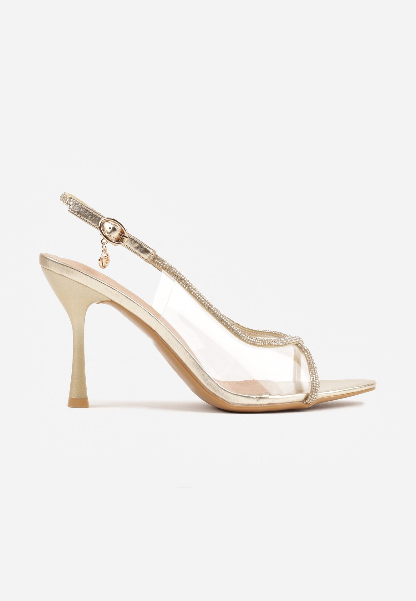 vices Sandale Auriu cu toc stiletto cu barete cu zirconii Ovilira