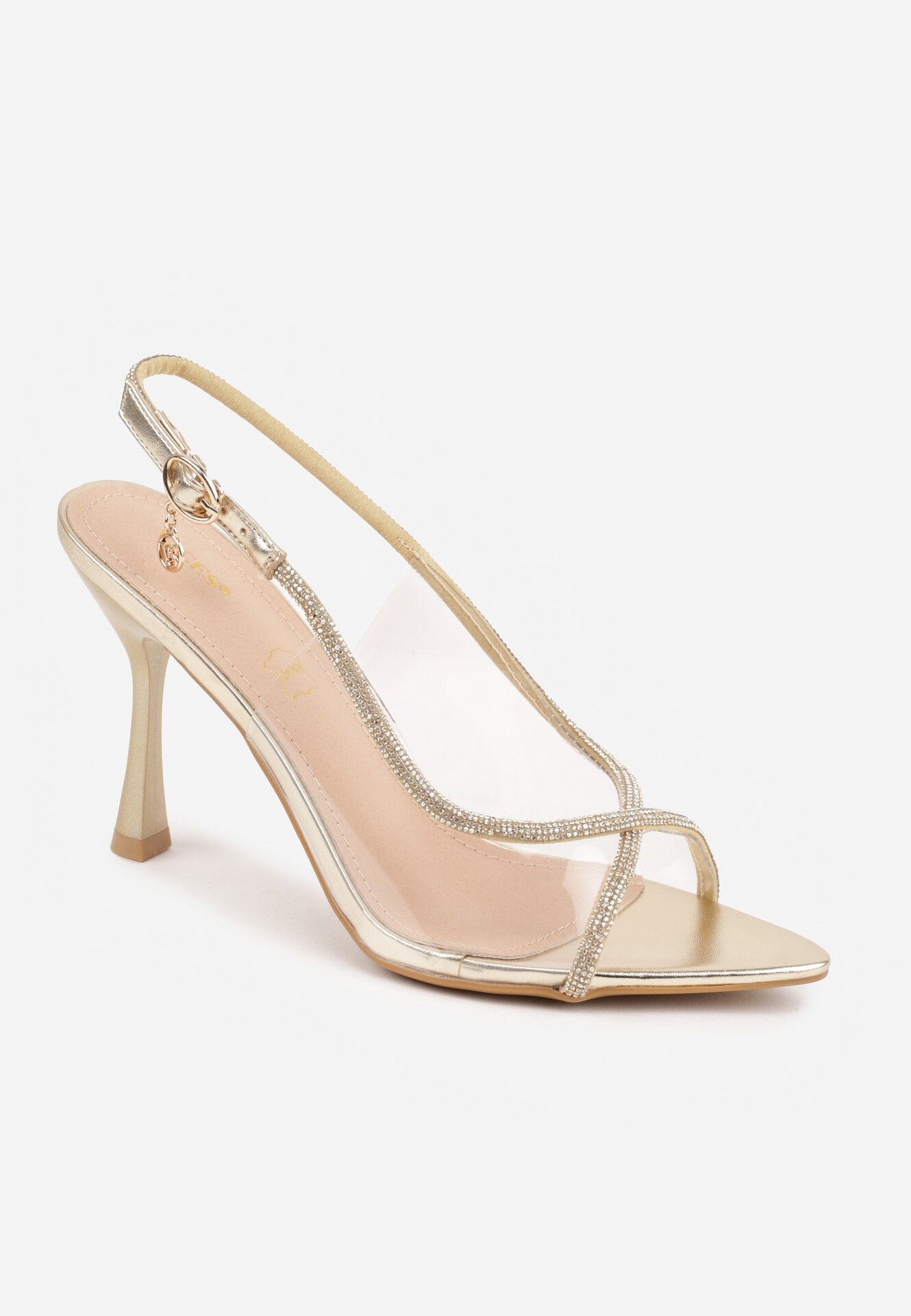 vices Sandale Auriu cu toc stiletto cu barete cu zirconii Ovilira