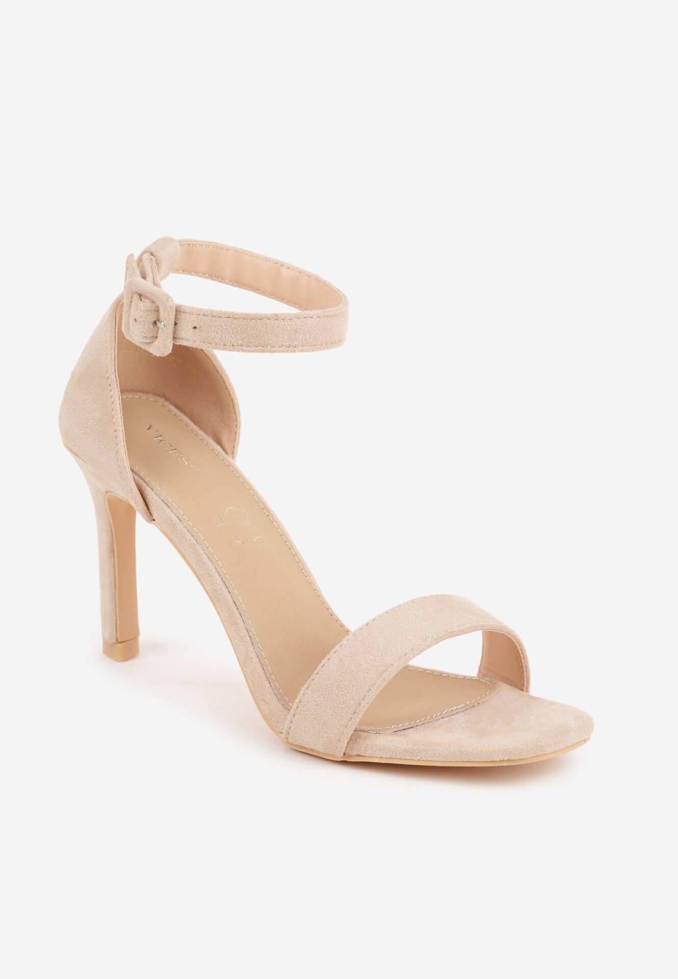vices Sandale Bej cu toc tip stiletto cu branț din piele Sonalitena