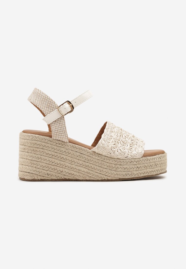 vices Sandale Bej și Alb cu pană în stil Boho Danione