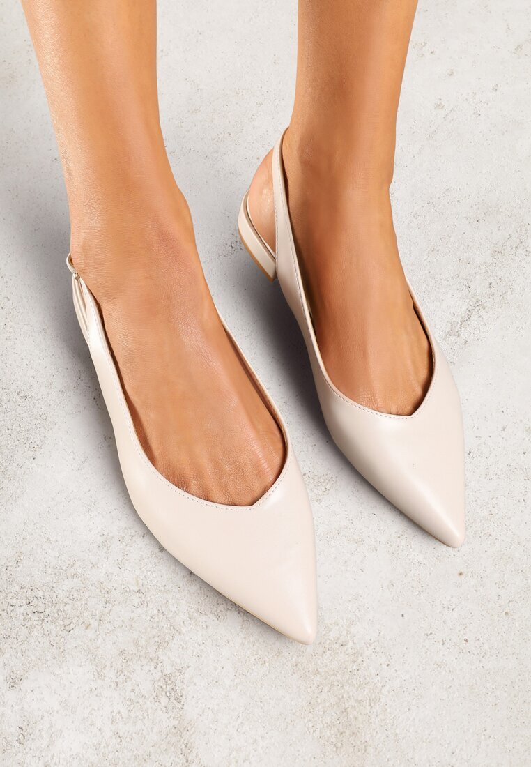 vices Sandale Bej Slingback cu branț din piele naturală Lisanilis