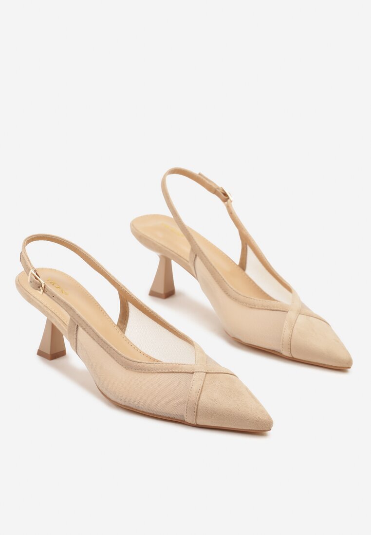 vices Sandale Bej Transparente cu toc tip rață Slingback Atilessa
